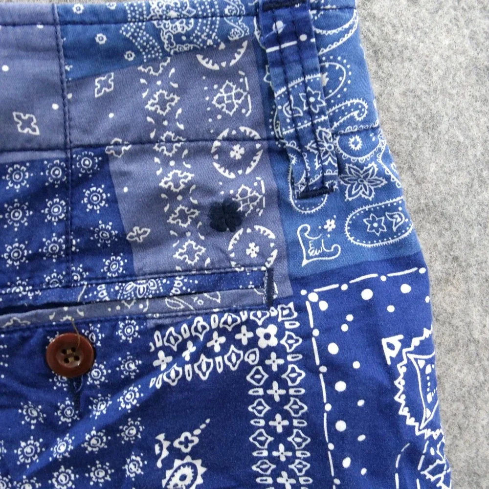 Lucky Brand Shorts Mens 29 Blue Paisley Bandana Flat Front Chinos 7